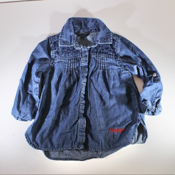 TOMMY HILFIGER Denim Embroidered Tunic Top 24m - Picture 6 of 6